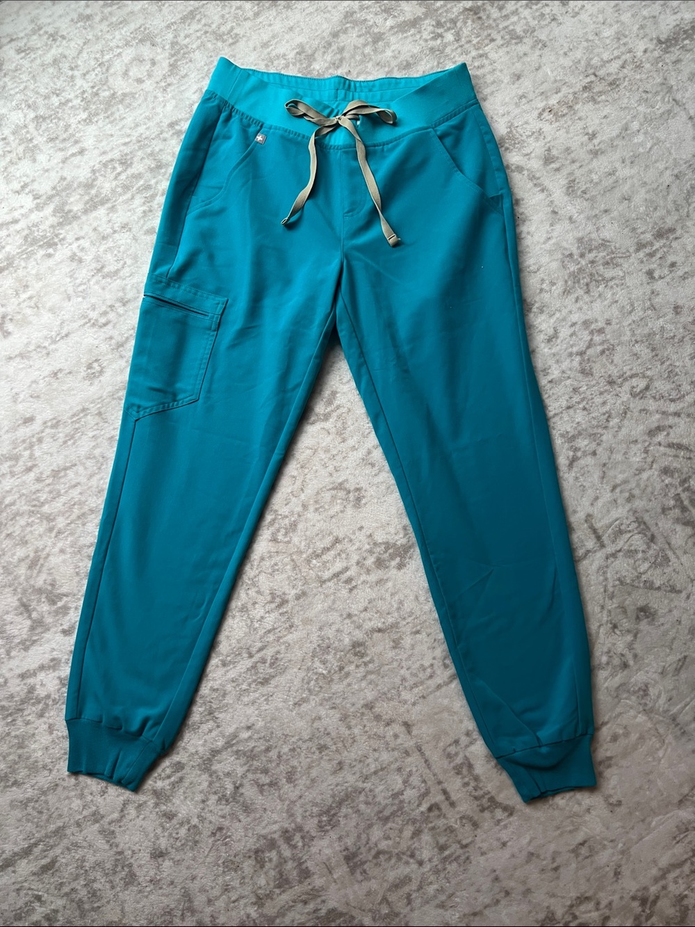 Figs Teal Scrub Bottom Joggers with Contrast Drawstring